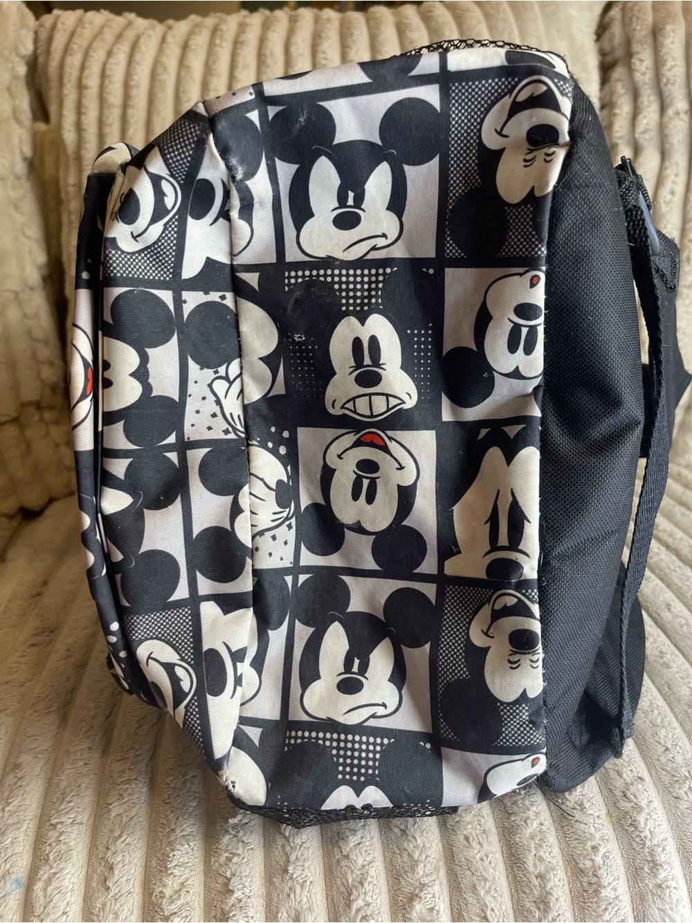 Disney Black and White Mickey Faces Backpack with Red Accents Y2K Backpack Trend - Picture 4 of 4